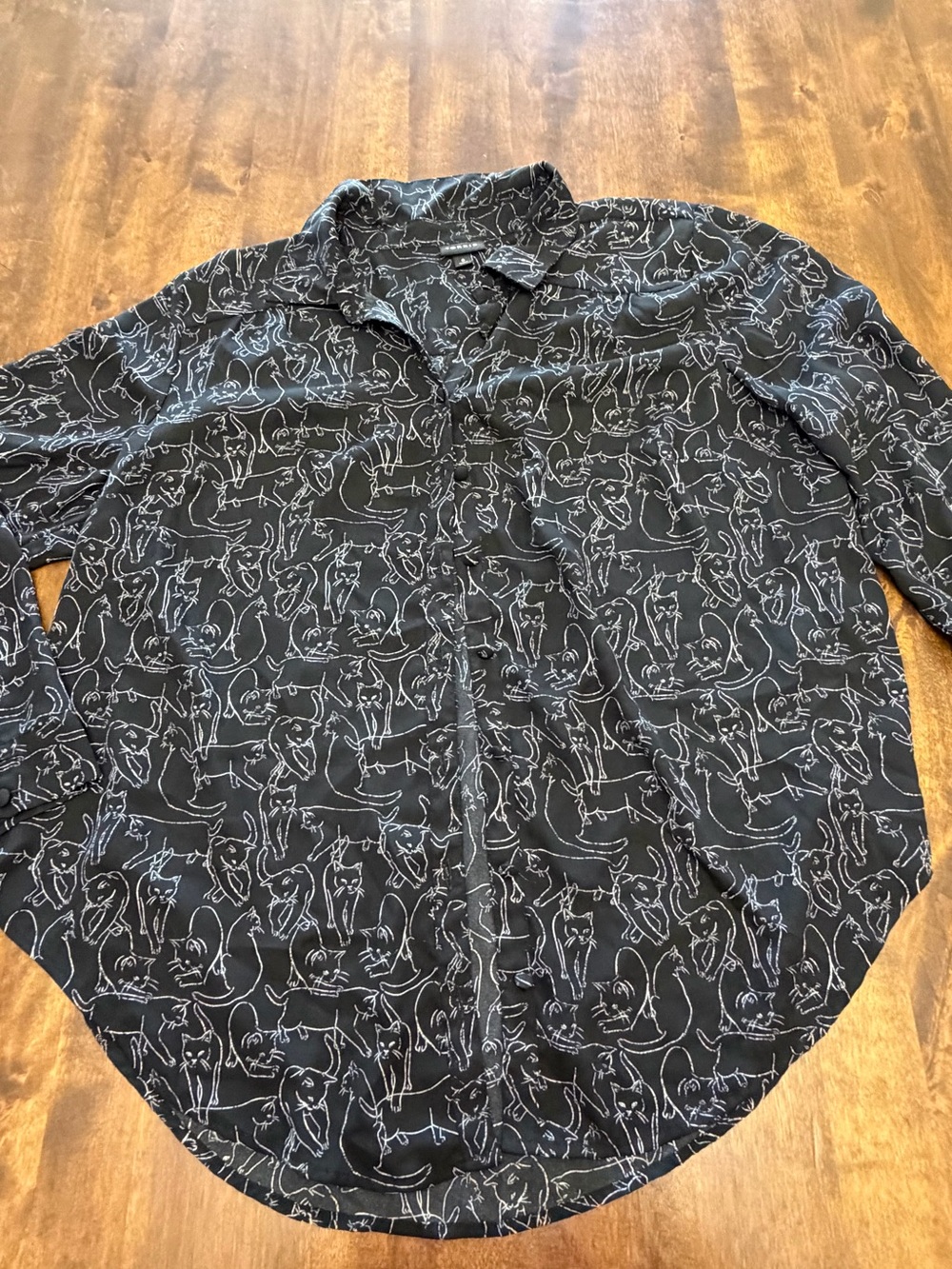 torrid Button-Down Shirt Black/White Cat Print size 0